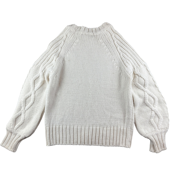 Cocogio Made in Italy Ivory Wool Cable Knit Crew Neck Long Sleeve Sweater LARGE - Picture 3 of 8